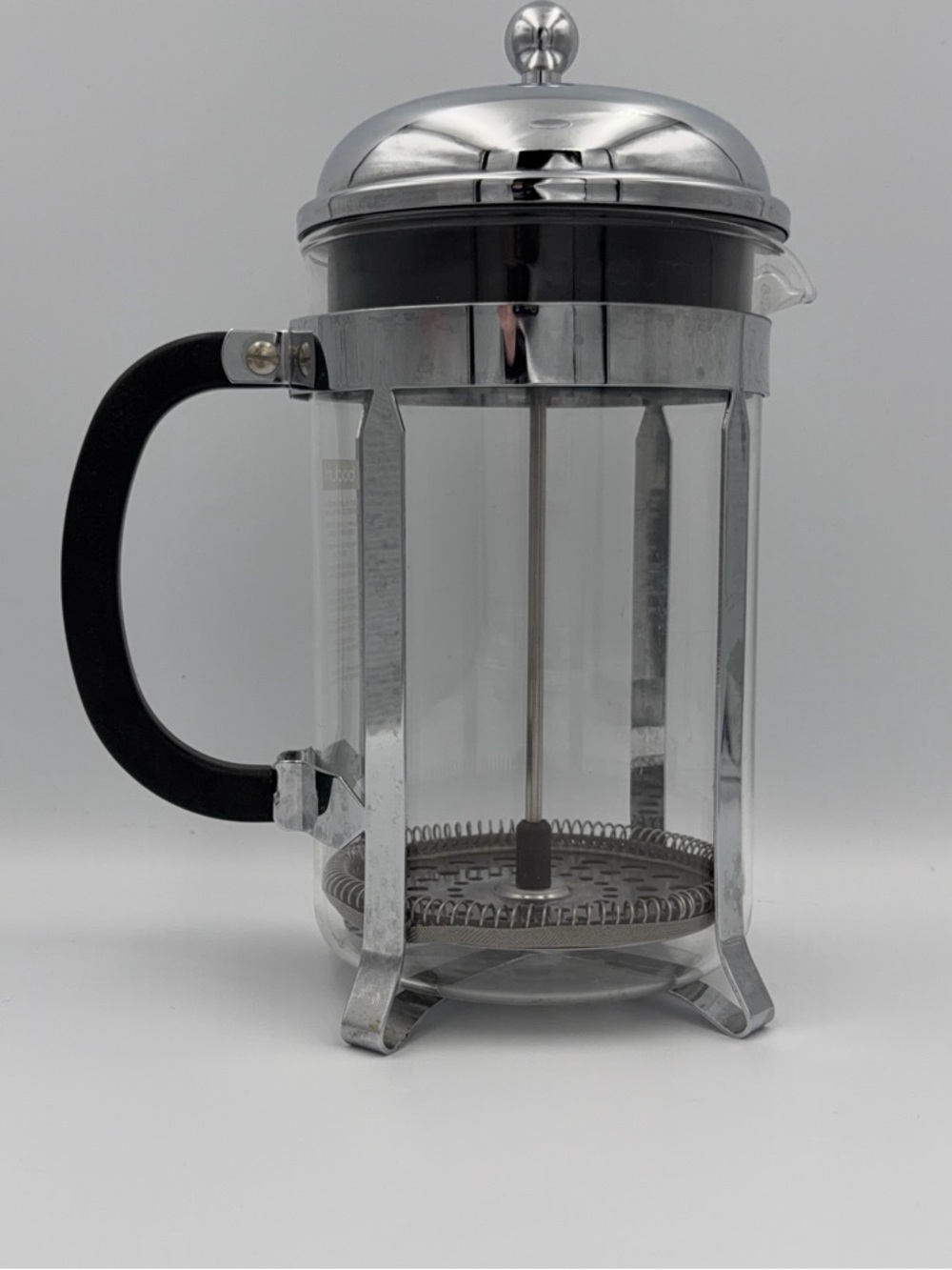 Bodum Clear Glass French Press with Silver & Black Accents